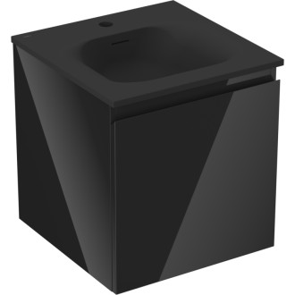 Koupelnová skříňka Mexen Orio 45 cm s umyvadlem Vela, 1 zásuvka, lesklá černá/matná černá - 91A10-04547-1-BF70-W23M71
