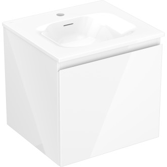 Koupelnová skříňka Mexen Orio 50 cm s umyvadlem Vela, 1 zásuvka, lesklá bílá - 91A10-05047-1-BF00-W23M00