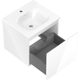 Koupelnová skříňka Mexen Orio 50 cm s umyvadlem Vela, 1 zásuvka, lesklá bílá - 91A10-05047-1-BF00-W23M00