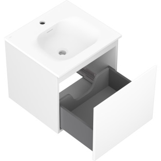 Koupelnová skříňka Mexen Orio 50 cm s umyvadlem Vela, 1 zásuvka, matná bílá - 91A10-05047-1-BF01-W23M01