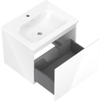 Koupelnová skříňka Mexen Orio 60 cm s umyvadlem Vela, 1 zásuvka, lesklá bílá - 91A10-06047-1-BF00-W23M00