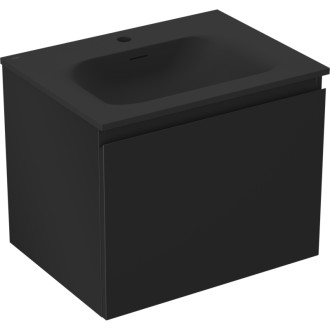 Koupelnová skříňka Mexen Orio 60 cm s umyvadlem Vela, 1 zásuvka, matná černá - 91A10-06047-1-BF71-W23M71