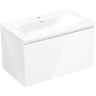 Koupelnová skříňka Mexen Orio 80 cm s umyvadlem Vela, 1 zásuvka, lesklá bílá - 91A10-08047-1-BF00-W23M00