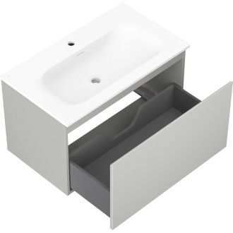 Koupelnová skříňka Mexen Orio 80 cm s umyvadlem Vela, 1 zásuvka, matná šedá/matná bílá - 91A10-08047-1-BF62-W23M01