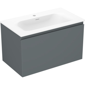 Koupelnová skříňka Mexen Orio 80 cm s umyvadlem Vela, 1 zásuvka, matný grafit/matná bílá - 91A10-08047-1-BF66-W23M01