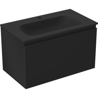Koupelnová skříňka Mexen Orio 80 cm s umyvadlem Vela, 1 zásuvka, matná černá - 91A10-08047-1-BF71-W23M71