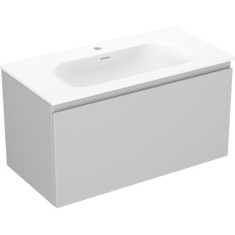 Koupelnová skříňka Mexen Orio 90 cm s umyvadlem Vela, 1 zásuvka, matně šedá/matně bílá - 91A10-09047-1-BF62-W23M01