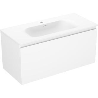 Koupelnová skříňka Mexen Orio 100 cm s umyvadlem Vela, 1 zásuvka, matná bílá - 91A10-10047-1-BF01-W23M01