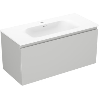 Koupelnová skříňka Mexen Orio 100 cm s umyvadlem Vela, 1 zásuvka, matná šedá/matná bílá - 91A10-10047-1-BF62-W23M01