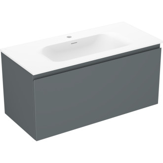 Koupelnová skříňka Mexen Orio 100 cm s umyvadlem Vela, 1 zásuvka, matný grafit/matná bílá - 91A10-10047-1-BF66-W23M01