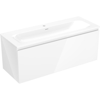 Koupelnová skříňka Mexen Orio 120 cm s umyvadlem Vela, 1 zásuvka, lesklá bílá - 91A10-12047-1-BF00-W23M00