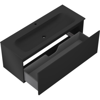 Koupelnová skříňka Mexen Orio 120 cm s umyvadlem Vela, 1 zásuvka, matná černá - 91A10-12047-1-BF71-W23M71