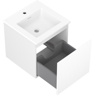 Koupelnová skříňka Mexen Rivel 45 cm s umyvadlem Otis, 1 zásuvka, drážkovaná, matná bílá - 91A20-04547-1-BF01-W18M01