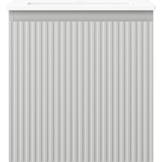 Koupelnová skříňka Mexen Rivel 45 cm s umyvadlem Otis, 1 zásuvka, drážkovaná, matně šedá/matně bílá - 91A20-04547-1-BF62-W18M01