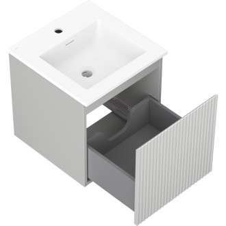 Koupelnová skříňka Mexen Rivel 45 cm s umyvadlem Otis, 1 zásuvka, drážkovaná, matně šedá/matně bílá - 91A20-04547-1-BF62-W18M01