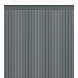 Koupelnová skříňka Mexen Rivel 45 cm s umyvadlem Otis, 1 zásuvka, drážkovaná, grafit matný/bílá matná - 91A20-04547-1-BF66-W18M01