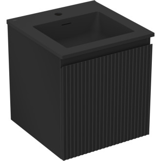 Koupelnová skříňka Mexen Rivel 45 cm s umyvadlem Otis, 1 zásuvka, drážkovaná, matná černá - 91A20-04547-1-BF71-W18M71