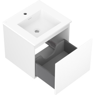 Koupelnová skříňka Mexen Rivel 50 cm s umyvadlem Otis, 1 zásuvka, drážkovaná, matná bílá - 91A20-05047-1-BF01-W18M01