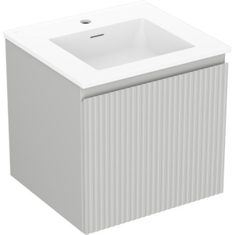 Koupelnová skříňka Mexen Rivel 50 cm s umyvadlem Otis, 1 zásuvka, drážkovaná, matně šedá/matně bílá - 91A20-05047-1-BF62-W18M01