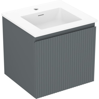 Koupelnová skříňka Mexen Rivel 50 cm s umyvadlem Otis, 1 zásuvka, drážkovaná, grafit matný/bílá matná - 91A20-05047-1-BF66-W18M01