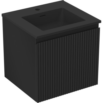 Koupelnová skříňka Mexen Rivel 50 cm s umyvadlem Otis, 1 zásuvka, drážkovaná, matná černá - 91A20-05047-1-BF71-W18M71