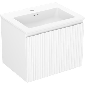 Koupelnová skříňka Mexen Rivel 60 cm s umyvadlem Otis, 1 zásuvka, drážkovaná, matná bílá - 91A20-06047-1-BF01-W18M01