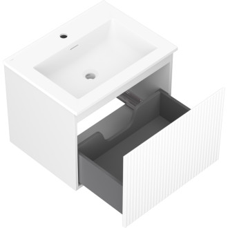 Koupelnová skříňka Mexen Rivel 60 cm s umyvadlem Otis, 1 zásuvka, drážkovaná, matná bílá - 91A20-06047-1-BF01-W18M01