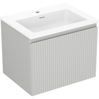 Koupelnová skříňka Mexen Rivel 60 cm s umyvadlem Otis, 1 zásuvka, drážkovaná, matně šedá/matně bílá - 91A20-06047-1-BF62-W18M01