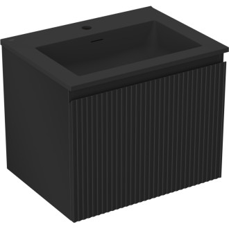 Koupelnová skříňka Mexen Rivel 60 cm s umyvadlem Otis, 1 zásuvka, drážkovaná, matná černá - 91A20-06047-1-BF71-W18M71