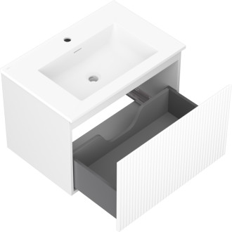 Koupelnová skříňka Mexen Rivel 70 cm s umyvadlem Otis, 1 zásuvka, drážkovaná, matná bílá - 91A20-07047-1-BF01-W18M01