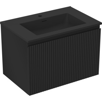 Koupelnová skříňka Mexen Rivel 70 cm s umyvadlem Otis, 1 zásuvka, drážkovaná, matná černá - 91A20-07047-1-BF71-W18M71