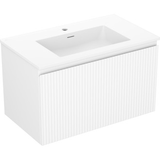Koupelnová skříňka Mexen Rivel 80 cm s umyvadlem Otis, 1 zásuvka, drážkovaná, matná bílá - 91A20-08047-1-BF01-W18M01