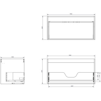 Koupelnová skříňka Mexen Rivel 90 cm s umyvadlem Otis, 1 zásuvka, drážkovaná, matná černá - 91A20-09047-1-BF71-W18M71