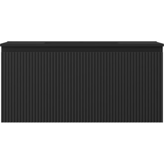 Mexen Rivel szafka łazienkowa 100 cm z umywalką Otis, 1 szuflada, ryflowana , czarna mat - 91A20-10047-1-BF71-W18M71