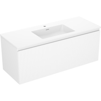 Mexen Rivel szafka łazienkowa 120 cm z umywalką Otis, 1 szuflada, ryflowana , biała mat - 91A20-12047-1-BF01-W18M01