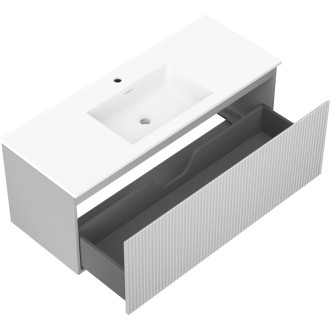 Mexen Rivel szafka łazienkowa 120 cm z umywalką Otis, 1 szuflada, ryflowana , szara mat/biała mat - 91A20-12047-1-BF62-W18M01