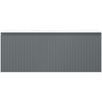 Mexen Rivel szafka łazienkowa 120 cm z umywalką Otis, 1 szuflada, ryflowana , grafit mat/biała mat - 91A20-12047-1-BF66-W18M0