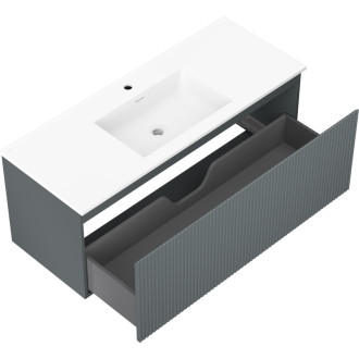 Mexen Rivel szafka łazienkowa 120 cm z umywalką Otis, 1 szuflada, ryflowana , grafit mat/biała mat - 91A20-12047-1-BF66-W18M0