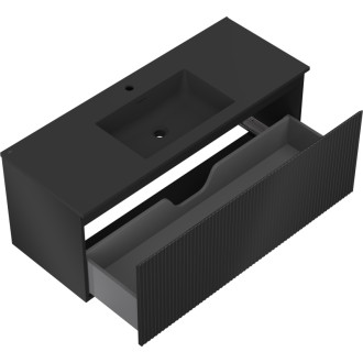 Mexen Rivel szafka łazienkowa 120 cm z umywalką Otis, 1 szuflada, ryflowana , czarna mat - 91A20-12047-1-BF71-W18M71