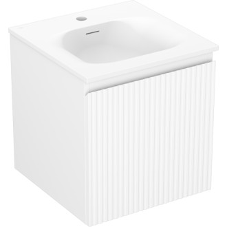 Koupelnová skříňka Mexen Rivel 45 cm s umyvadlem Vela, 1 zásuvka, drážkovaná, matná bílá - 91A20-04547-1-BF01-W23M01