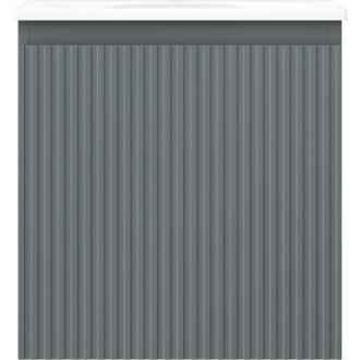 Koupelnová skříňka Mexen Rivel 45 cm s umyvadlem Vela, 1 zásuvka, drážkovaná, grafit matný/bílá matná - 91A20-04547-1-BF66-W23M01