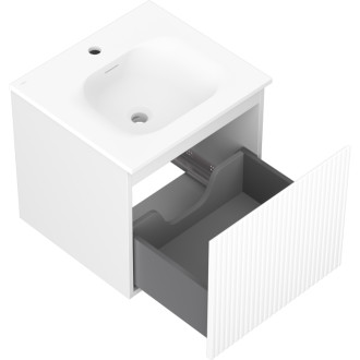 Koupelnová skříňka Mexen Rivel 50 cm s umyvadlem Vela, 1 zásuvka, drážkovaná, matná bílá - 91A20-05047-1-BF01-W23M01