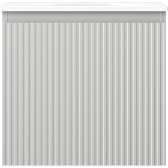 Koupelnová skříňka Mexen Rivel 50 cm s umyvadlem Vela, 1 zásuvka, drážkovaná, matně šedá/matně bílá - 91A20-05047-1-BF62-W23M01