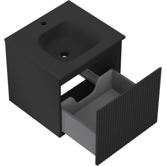 Mexen Rivel szafka łazienkowa 50 cm z umywalką Vela, 1 szuflada, ryflowana , czarna mat - 91A20-05047-1-BF71-W23M71