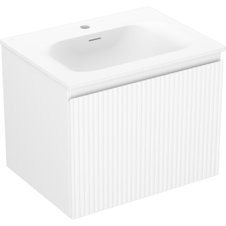 Koupelnová skříňka Mexen Rivel 60 cm s umyvadlem Vela, 1 zásuvka, drážkovaná, matná bílá - 91A20-06047-1-BF01-W23M01