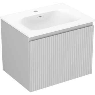 Koupelnová skříňka Mexen Rivel 60 cm s umyvadlem Vela, 1 zásuvka, drážkovaná, matně šedá/matně bílá - 91A20-06047-1-BF62-W23M01