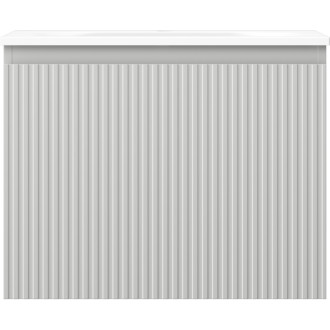 Koupelnová skříňka Mexen Rivel 60 cm s umyvadlem Vela, 1 zásuvka, drážkovaná, matně šedá/matně bílá - 91A20-06047-1-BF62-W23M01