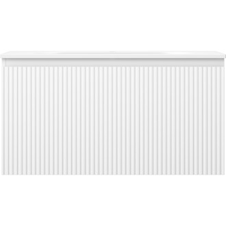 Koupelnová skříňka Mexen Rivel 90 cm s umyvadlem Vela, 1 zásuvka, drážkovaná, matná bílá - 91A20-09047-1-BF01-W23M01