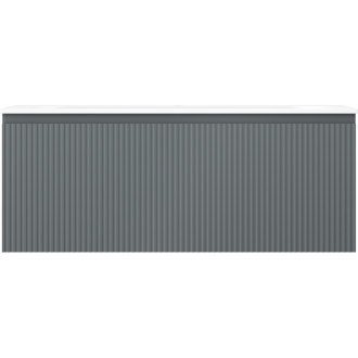 Koupelnová skříňka Mexen Rivel 120 cm s umyvadlem Vela, 1 zásuvka, drážkovaná, grafit matný/bílá matná - 91A20-12047-1-BF66-W23M0