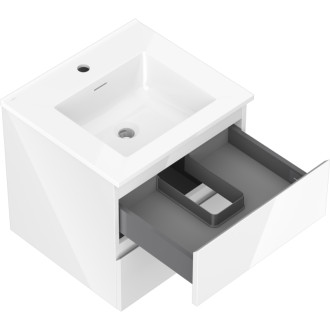 Koupelnová skříňka Mexen Orio 50 cm s umyvadlem Otis, 2 zásuvky, lesklá bílá - 91A10-05047-2-BFF00-W18M00